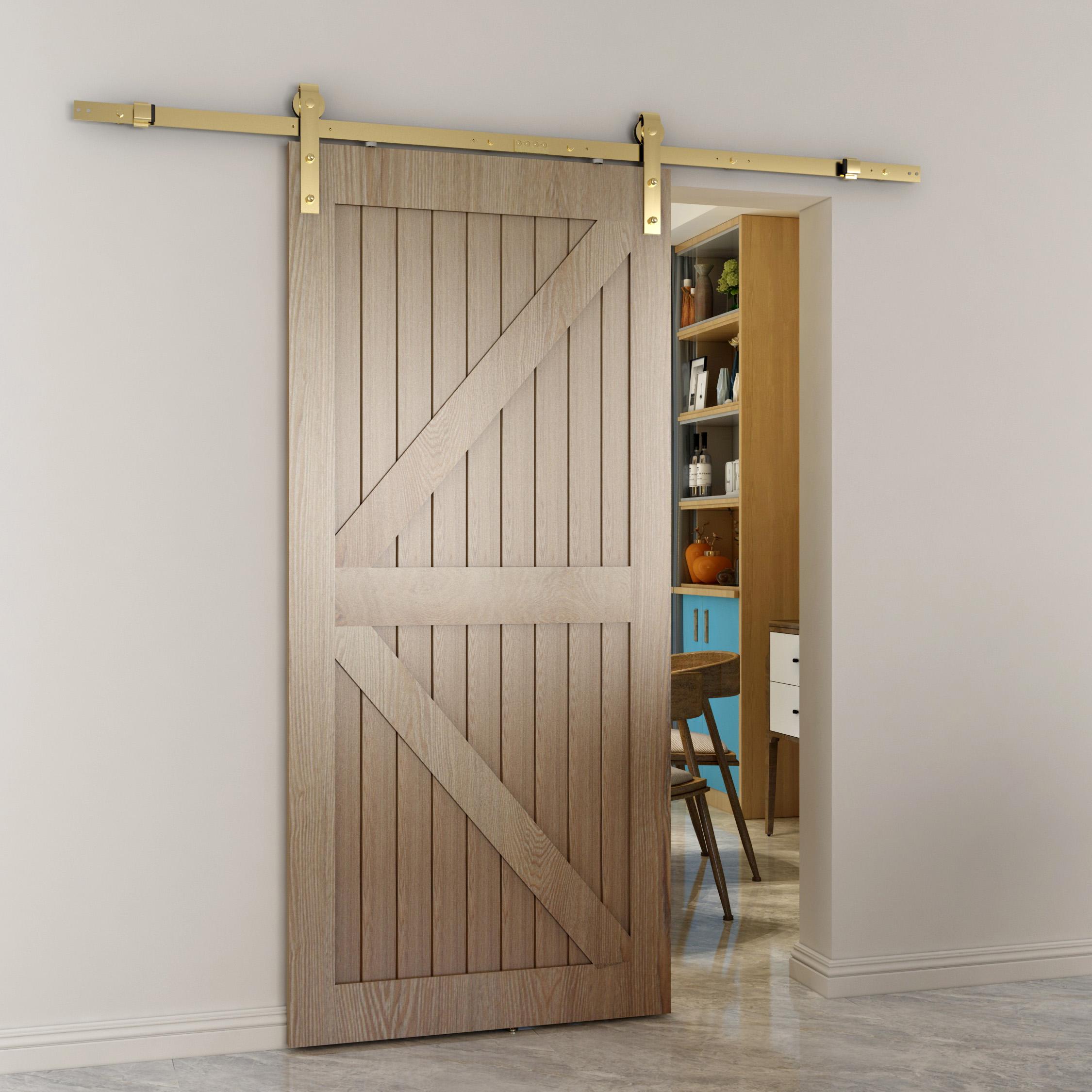 Barn Strap Sliding Door Set for 36 Doors - Satin Brass