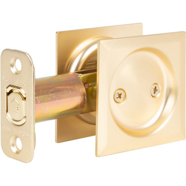 Contemporary Square Pocket Door Lock Passage With 2 34 Latch Satin Brass 1843