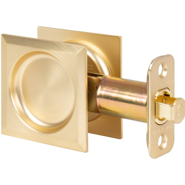 Contemporary Square Pocket Door Lock Passage With 2 34 Latch Satin Brass 8309