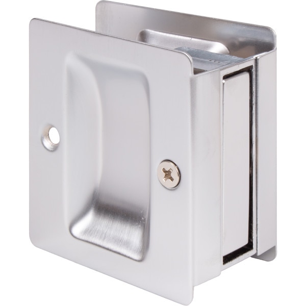 Premium Square Pocket Door Lock Passage Satin Chrome 9605