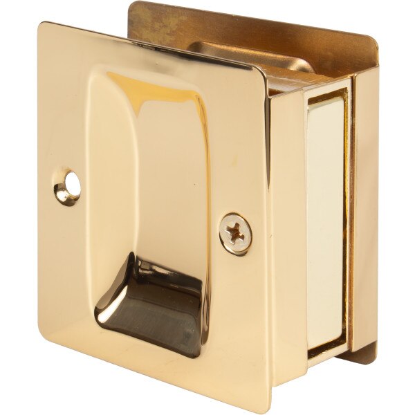 Premium Square Pocket Door Lock Passage Polished Brass 8991