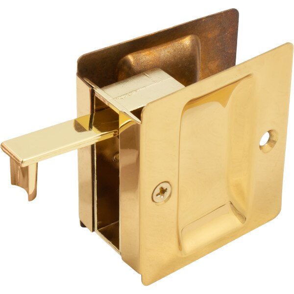 Premium Square Pocket Door Lock Passage Polished Brass