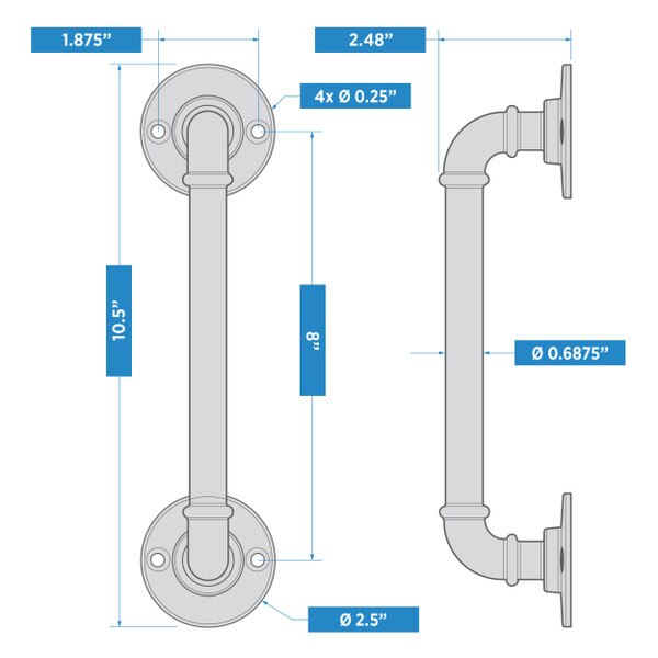 V1119 Industrial Pipe Handle Black