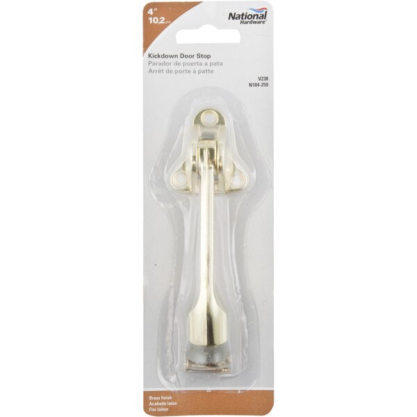 V238 4" Kickdown Door Stop Brass