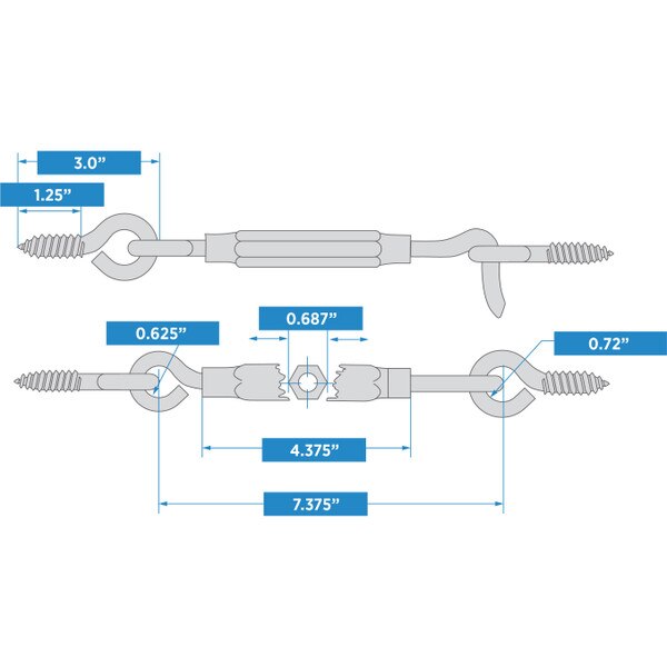 2180BC Turnbuckles Gate Hook Zinc Plated