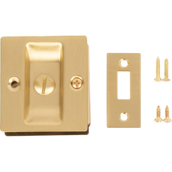 1065 606 Square Pocket Door Lock Privacy Satin Brass 3557